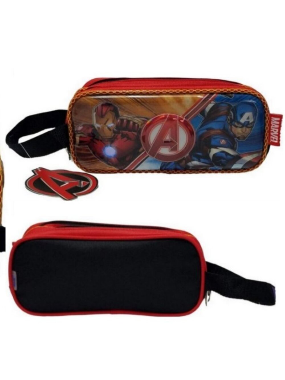Marvel Avengers 3D Pencil Case Iron Man Captain America Dual Zip Pouch Bag NWT